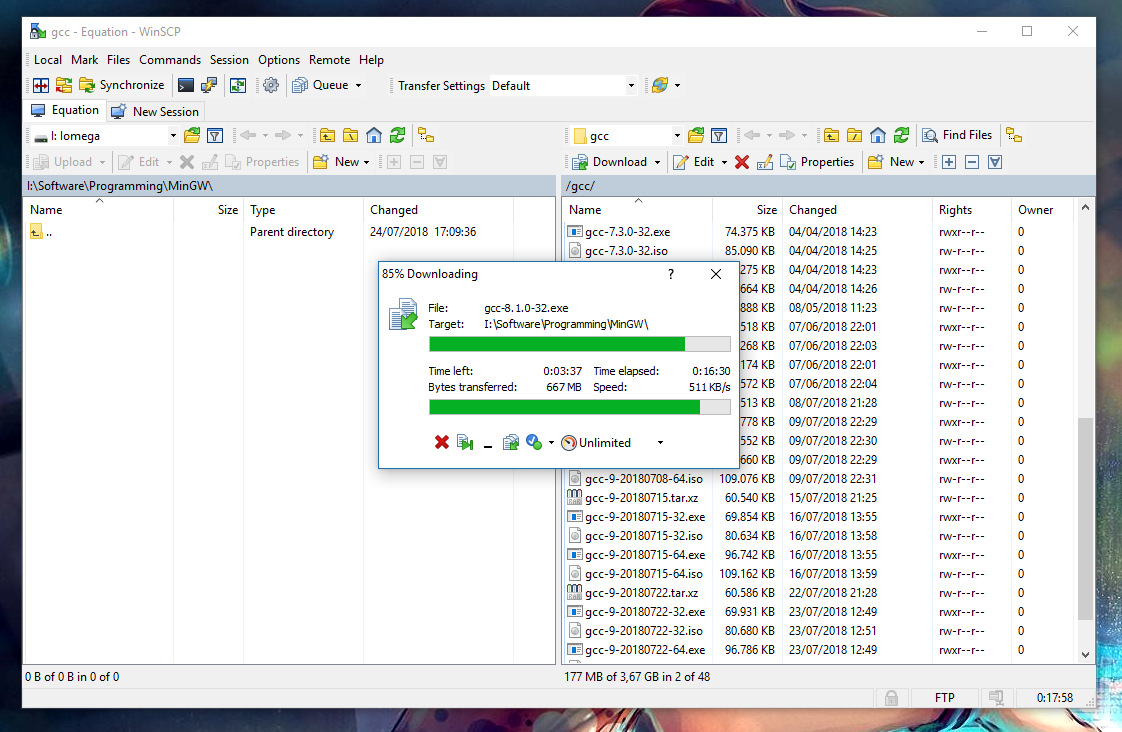Ongoin task in WinSCP.png