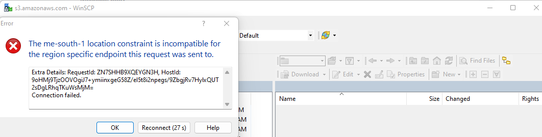 winscp error with aws s3 bucket access in me-south-1.png